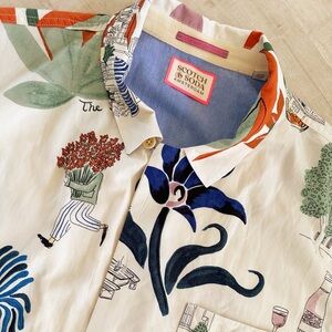 Scotch and Soda Short Sleeve Print Camp Shirt - XXL (fits like an XL)